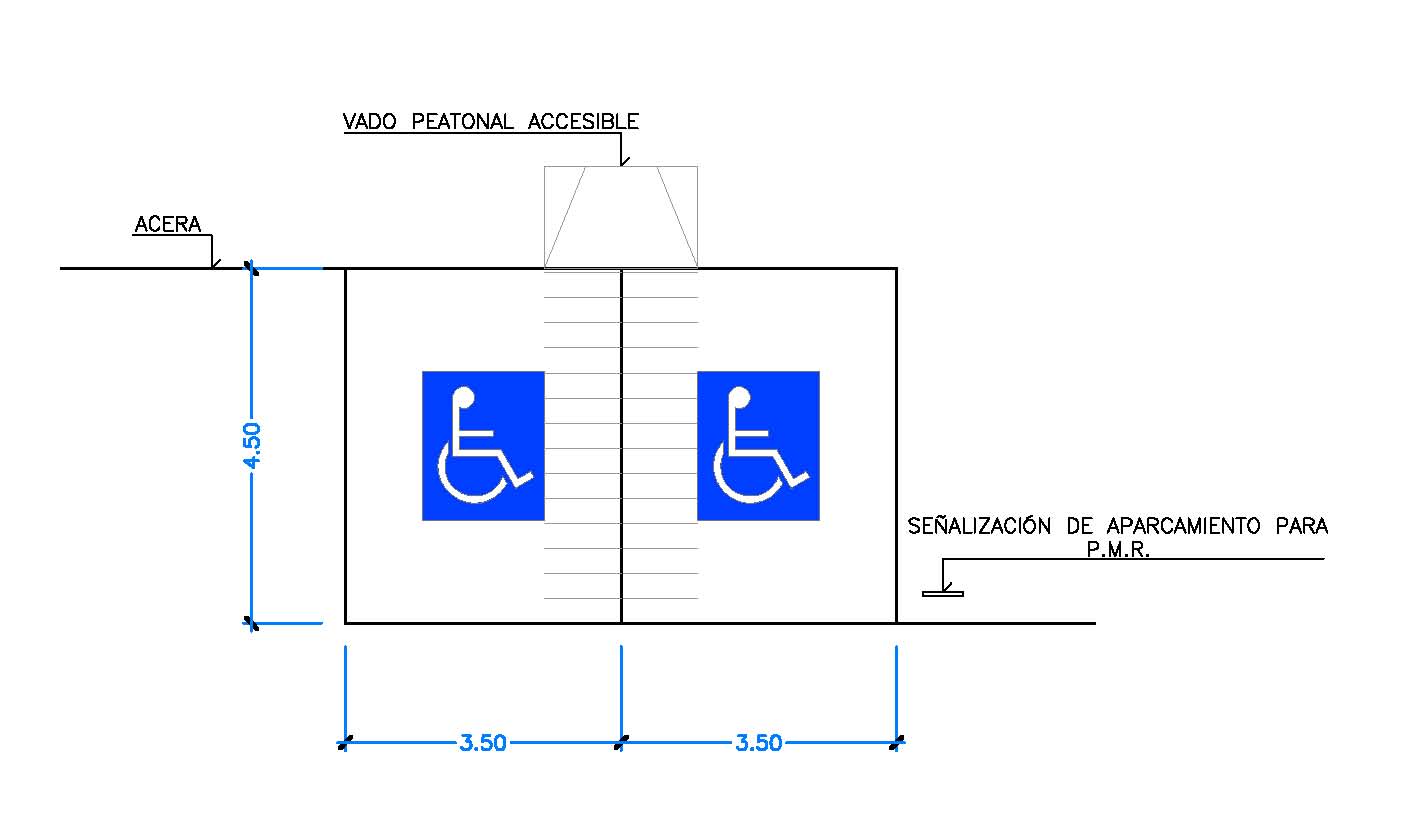 Estacionamiento discapacitados reglamento Medidas de cajones de